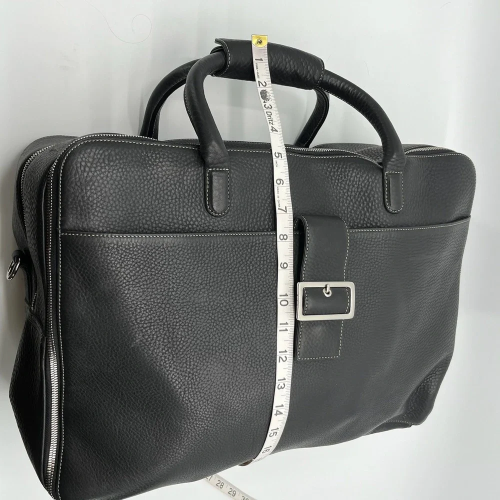 Levenger Pebbled Leather Briefcase Black Executive Business Laptop Portfolio Bag